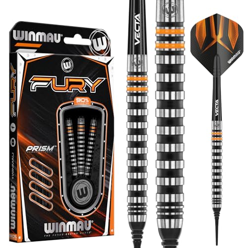 WINMAU Fury 20 Gramm Profi Wolfram Softip Dartpfeile Set mit Flights und Schäfte von WINMAU