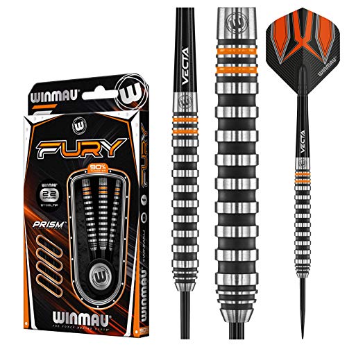 WINMAU Fury 22 Gramm Profi Wolfram Steeltip Dartpfeile Set mit Flights und Schäfte von WINMAU