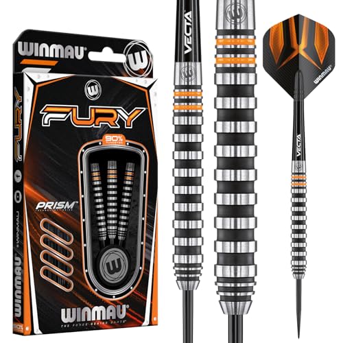 WINMAU Fury 24 Gramm Profi Wolfram Steeltip Dartpfeile Set mit Flights und Schäfte von WINMAU