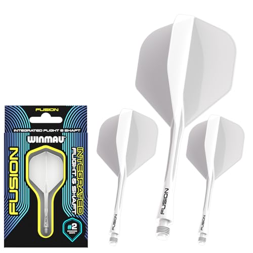 WINMAU Fusion Weiß Mittelstufe Integriertes Dartflug und Schaftsystem – 1 Set pro Packung (insgesamt 3 Flug und Schäfte) von WINMAU