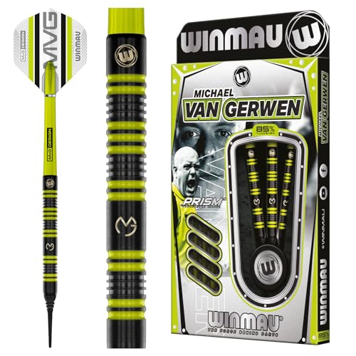 WINMAU Darts - MvG 85% Pro-Series 18g Fass / 20g Volles Gewicht Weiche Spitze Professionelles Dart-Set mit Dart-Flüge und Dart-Schäften WINMAU Darts - MvG 85% Pro-Series 18g Fass / 20g Volles Gewicht Weiche Spitze Professionelles Dart-Set mit Dart-Flüge und Dart-Schäften von WINMAU