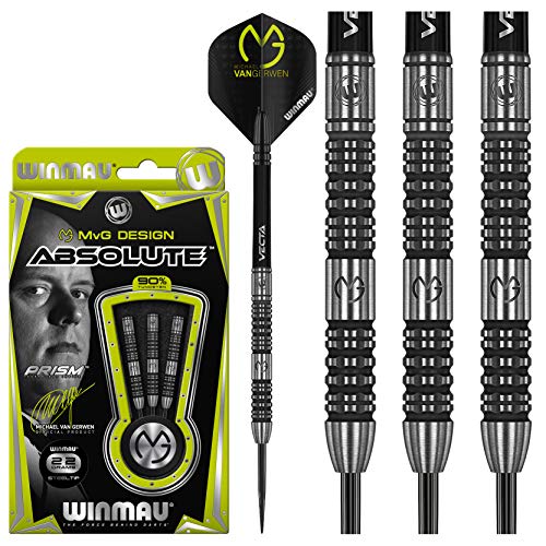 WINMAU Michael Van Gerwen MvG Absolute 22g Profi Wolfram Steeltip Dartpfeile Set mit Flights und Schäfte von WINMAU