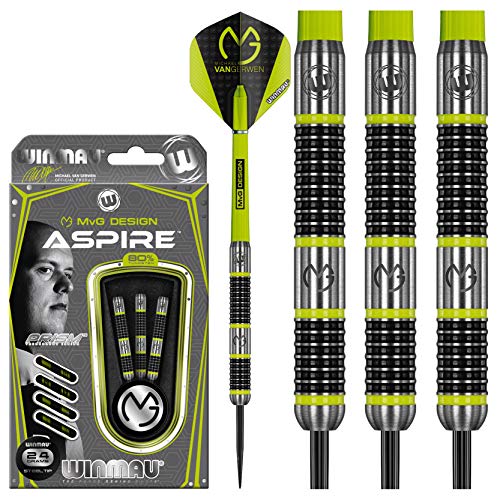 WINMAU Michael Van Gerwen MvG Aspire 24g Profi Wolfram Steeltip Dartpfeile Set mit Flights und Schäfte von WINMAU