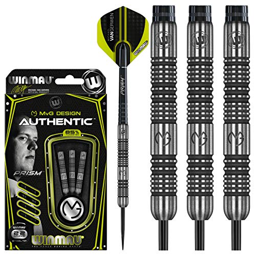 WINMAU Michael Van Gerwen MvG Authentic 22g Profi Wolfram Steeltip Dartpfeile Set mit Flights und Schäfte von WINMAU