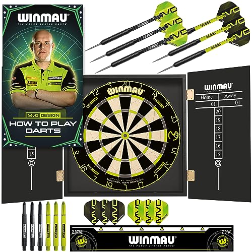 WINMAU Michael Van Gerwen MvG Schrank-Set inklusive Dartboard, Schrank, Darts und Zubehör von WINMAU