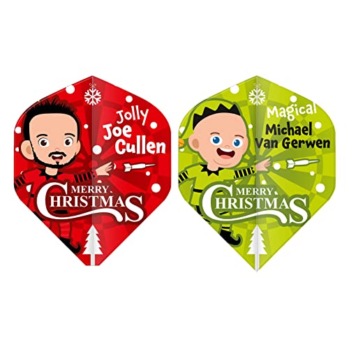 WINMAU Michael Van Gerwen MvG und Joe Cullen Rockstar Christmas Dart Flight Multi Pack – 4 Sets pro Packung von WINMAU