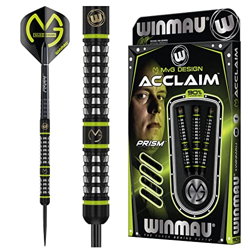 WINMAU Michael Van Gerwen MvG Acclaim 25 Gramm Wolfram Dartpfeile mit Stahlspitze Set mit Flights und Shafts von WINMAU