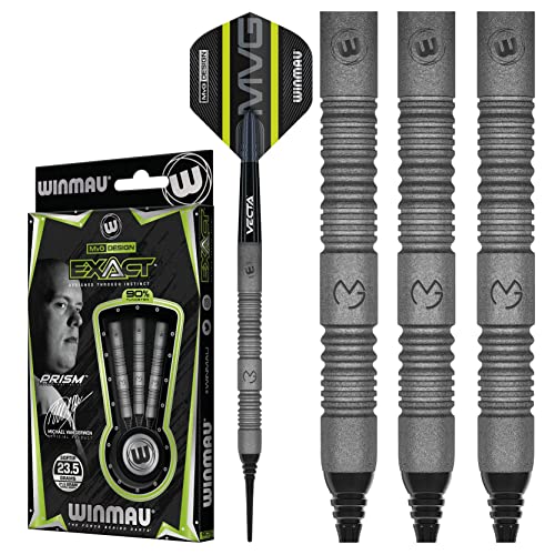 WINMAU MvG Exact 21.5 Gramm Profi Wolfram Softip Dartpfeile Set mit Flights und Schäfte von WINMAU