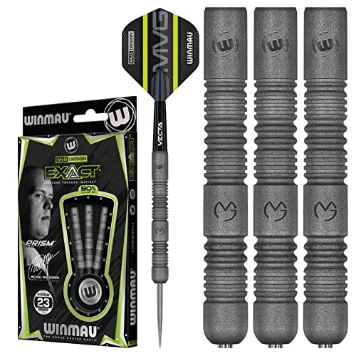 WINMAU MvG Exact 23 Gramm Profi Wolfram Steeltip Dartpfeile Set mit Flights und Schäfte von WINMAU