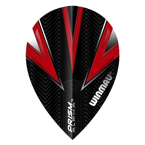 WINMAU Prism Alpha Black & Red Extra Dicke Dart Flights - 1 Sätze pro Packung (3 Flights insgesamt) von WINMAU