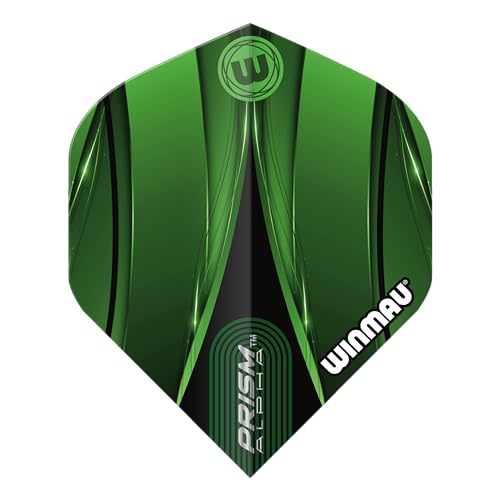 WINMAU Prism Alpha Dart-Flights, extra dick, Grün, Schwarz, 1 Set pro Packung (insgesamt 3 Flights) von WINMAU