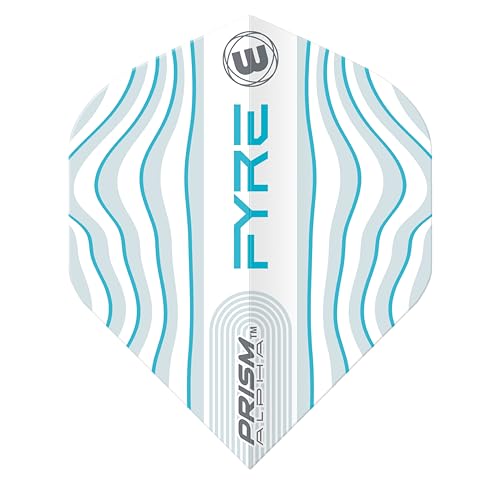 WINMAU Prism Alpha Fyre Weiß, Aqua und Blau Dart-Flüge - 1 Satz pro Packung (insgesamt 3 Flüge) von WINMAU