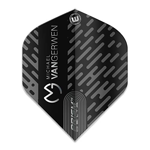 WINMAU Prism Delta MvG Schwarz und Grau Extra Dicke Flights - 1 Satz pro Packung (Insgesamt 3 Flüge) von WINMAU