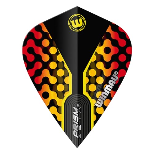 WINMAU Prism Zeta Dartpfeile in Drachenform, Schwarz, Gelb und Rot, 1 Set pro Packung (insgesamt 3 Flights) von WINMAU