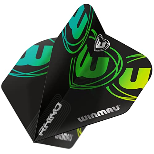 WINMAU Rhino Black & Green Extra Thick Dart Flights - 1 Satz pro Packung (Insgesamt 3 Flüge) von WINMAU