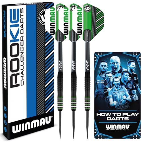 WINMAU Rookie Green Brass Darts-Set mit Flights, Schäften (Stiele) und exklusivem Dart-Broschüre von WINMAU