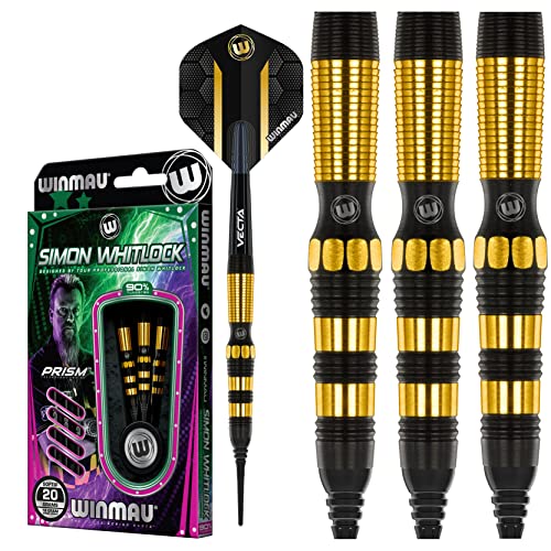 WINMAU Simon Whitlock Dynamic Special Edition 18 Gramm Softip Profi Wolfram Dartpfeile Set mit Flights und Schäfte von WINMAU