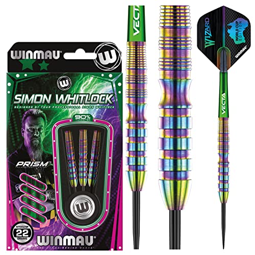 WINMAU Simon Whitlock Urban World Cup Edition 22 Gramm Profi Stahlspitze Wolfram Dartpfeile mit Flüge und Stiele (Wellen) von WINMAU