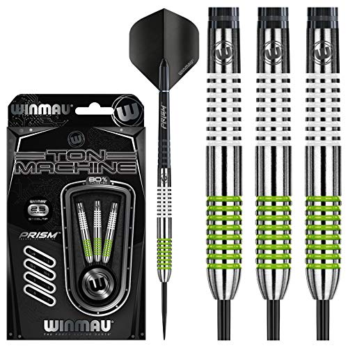 WINMAU Ton Machine 25g Profi Wolfram Steeltip Dartpfeile Set mit Flights und Schäfte von WINMAU