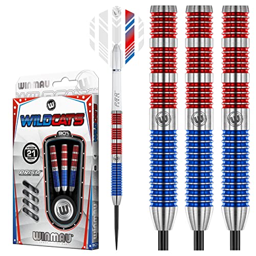 WINMAU Wildcats 21 Gramm Profi Wolfram Steeltip Dartpfeile Set mit Flights und Schäfte von WINMAU