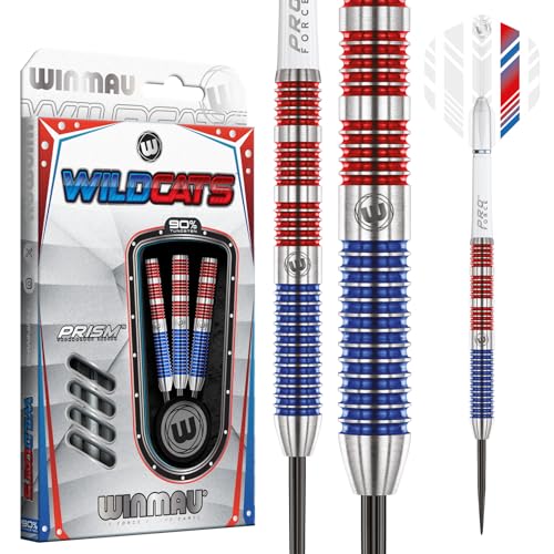 WINMAU Wildcats 24 Gramm Profi Wolfram Steeltip Dartpfeile Set mit Flights und Schäfte von WINMAU