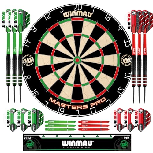 Winmau Dartscheibe - Masters Pro Profi Dartscheibe Steeldart aus Sisal - Enthält Dartscheibe, Dartpfeile, Flights, Schäfte und Oche-Streifen – Profi Steel-Dartscheibe-Set für Erwachsene Winmau Dartscheibe - Masters Pro Profi Dartscheibe Steeldart aus Sisal - Enthält Dartscheibe, Dartpfeile, Flights, Schäfte und Oche-Streifen – Profi Steel-Dartscheibe-Set für Erwachsene von WINMAU