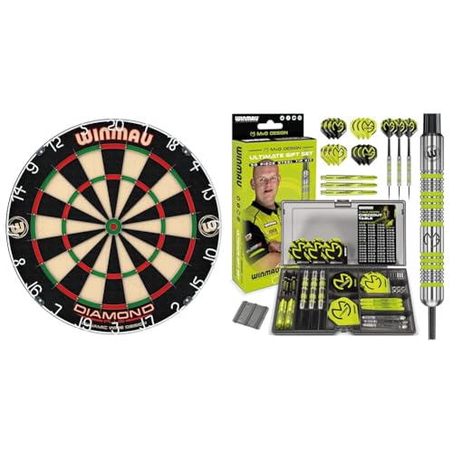 Winmau Diamond Plus Dartscheibe & MvG Dart Steeltip Geschenkset - 50-teiliges Dartset mit 4 Sätzen Dartschäften, 4 Sätzen Flüge und Zubehör Winmau Diamond Plus Dartscheibe & MvG Dart Steeltip Geschenkset - 50-teiliges Dartset mit 4 Sätzen Dartschäften, 4 Sätzen Flüge und Zubehör von WINMAU