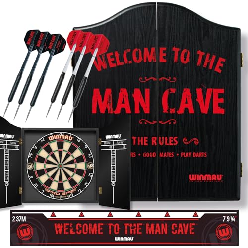 Winmau Man Cave Dartboard-Geschenkset mit Dartboard, Dartschränkchen, Pfeilen und Abwurflinie Winmau Man Cave Dartboard-Geschenkset mit Dartboard, Dartschränkchen, Pfeilen und Abwurflinie von WINMAU