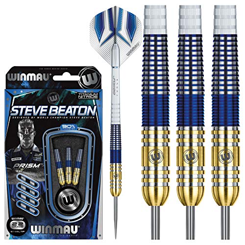 WINMAU Steve Beaton 22 Gram Profi Wolfram Steeltip Dartpfeile Set mit Flights und Schäfte von WINMAU