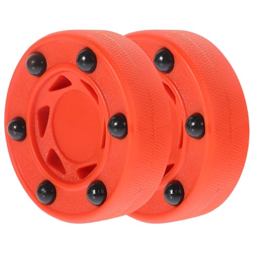 Homoyoyo 2 Stück Roller Hockey Spiel Hockey Puck mit Rollen Inline Hockey Pucks Street Hockey Puck für Indoor Outdoor Boden Hockey Bälle Floor Roller Hockey Spiel Training von Homoyoyo