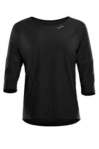 WINSHAPE Damen Functional Light And Soft ¾-arm Top Dt111ls Yoga-Shirt, Schwarz, L EU von WINSHAPE