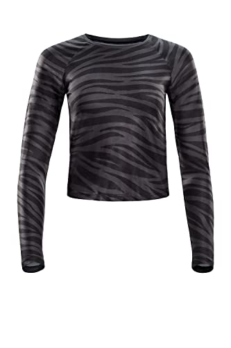 Winshape Damen Functional Light and Soft Cropped Long Sleeve Top Aet119ls, Zebra Yoga-Shirt, Zebra-Grey, S EU von WINSHAPE