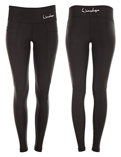 Winshape Damen Functional Power Shape Tights Leggings AEL103 mit praktischen Smartphone-Taschen, Slim Style, Fitness Freizeit Sport Yoga Workout, schwarz, M von WINSHAPE