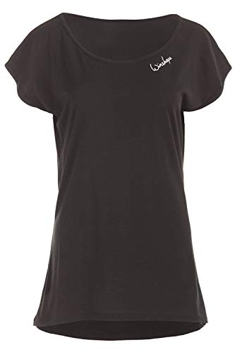 Winshape Damen Ultra leichtes Modal-Kurzarmshirt mit abgerundetem Saum MCT013, All-Fit Style, Fitness Freizeit Sport Yoga Workout, SCHWARZ, L von WINSHAPE