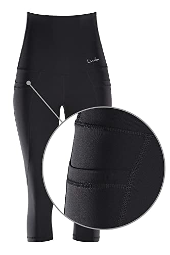 WINSHAPE Damen Functional Power Shape ¾-Tights “High Waist” HWL214 mit DREI praktischen Taschen, Slim Style, Schwarz von WINSHAPE