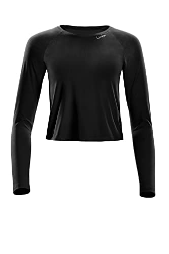 WINSHAPE Damen Functional Light And Soft Cropped Long Sleeve Top Aet119ls Yoga-Shirt, Schwarz, M EU von WINSHAPE