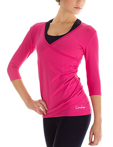 WINSHAPE Damen Ws3 In Wickeloptik 3/4-arm Shirt, Rosa, S EU von WINSHAPE