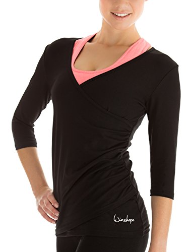 WINSHAPE Damen Ws3 In Wickeloptik 3/4-arm Shirt, Schwarz, M EU von WINSHAPE