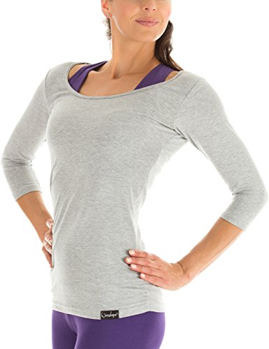 WINSHAPE Damen Ws4 3/4-arm Shirt, Grey Melange, XL EU von WINSHAPE