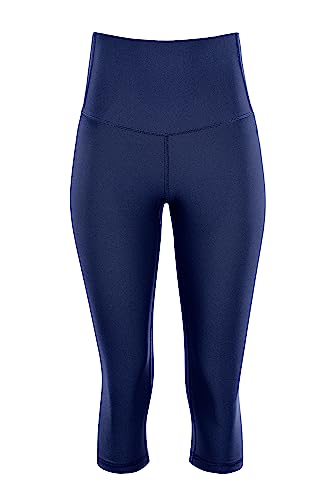 Winshape Damen Functional Comfort 3/4 -Tights Hwl217c “high Waist” Mit V-Shape Applikation Und Core-Bund Leggings, Dark-Blue, XXL EU von WINSHAPE