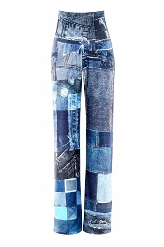 Winshape Damen Functional Comfort Culottes Cul101c “high Waist” Mit Patchwork-Print Trainingshose, Blau, M EU von WINSHAPE
