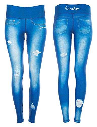 Winshape Damen Functional Power Shape Jeans Tights Leggings AEL102, Slim Style, Fitness Freizeit Sport Yoga Workout Leggins, Ocean-Blue, XS von WINSHAPE