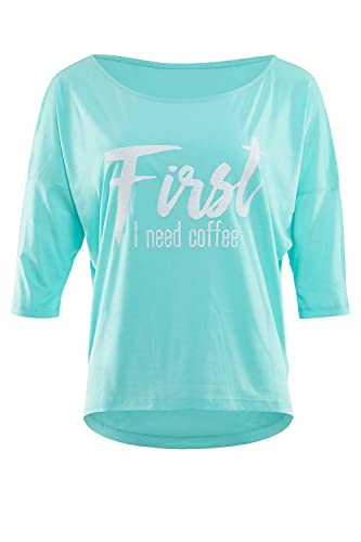 Winshape Damen ultra leichtes Modal-3/4-Arm Shirt MCS001 mit weißem „First I need coffee” Glitzer-Aufdruck, Winshape Dance Style, Fitness Freizeit Sport Yoga Workout Winshape Damen ultra leichtes Modal-3/4-Arm Shirt MCS001 mit weißem „First I need coffee” Glitzer-Aufdruck, Winshape Dance Style, Fitness Freizeit Sport Yoga Workout von WINSHAPE