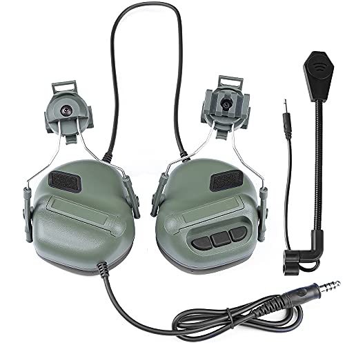 WISEONUS Airsoft Paintball Jagdaktivitäten Helm Seitenschiene Kopfhörer Wasserdichtes Taktisches Headset mit Mikrofon Funktionskopfhörer von WISEONUS