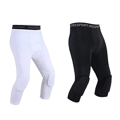 WISREMT Herren Jungen Kompressionshose mit Knieschonern 3/4 Capri Sport Strumpfhosen Basketball Athletic Base Layer Workout Leggings WISREMT Herren Jungen Kompressionshose mit Knieschonern 3/4 Capri Sport Strumpfhosen Basketball Athletic Base Layer Workout Leggings von WISREMT