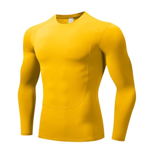 WISREMT Herren Kompression Rash Guard Shirt Langarm Athletics Shirt UPF 50+ Sonnenschutz Schwimmshirt Haut Baselayer Performance Workout Muscle Tee Tops von WISREMT