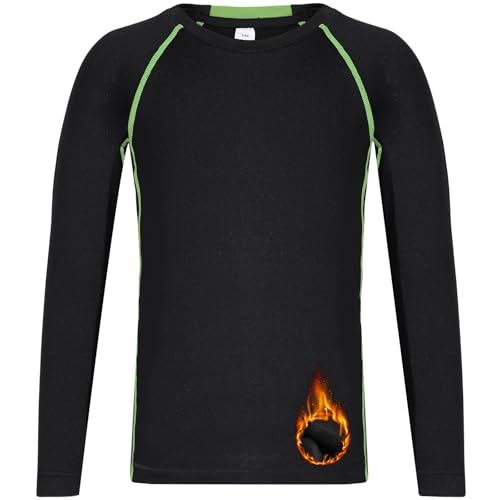 WISREMT Jungen Thermal Compression Shirt Fleece Gefütterte Base Layer Unterwäsche Langarm T Shirt Tops Kaltes Wetter Unterhemd für Fußball Laufen Ski Outdoor Sport von WISREMT