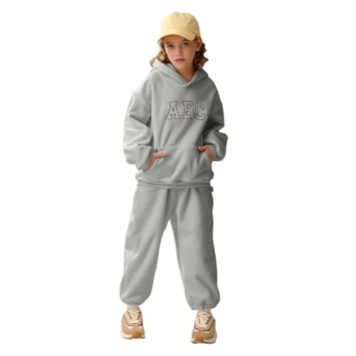 WISREMT Kinder Gebürstetes Fleece Trainingsanzug Buchstabendruck Kapuzen-Sweatshirt Top und Jogginghose Jogginghose 2-teiliger Jogginganzug Kleinkind Baby Junge Mädchen Hosen Sets 6M-9Y von WISREMT