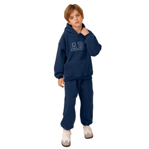 WISREMT Kinder Gebürstetes Fleece Trainingsanzug Buchstabendruck Kapuzen-Sweatshirt Top und Jogginghose Jogginghose 2-teiliger Jogginganzug Kleinkind Baby Junge Mädchen Hosen Sets 6M-9Y von WISREMT