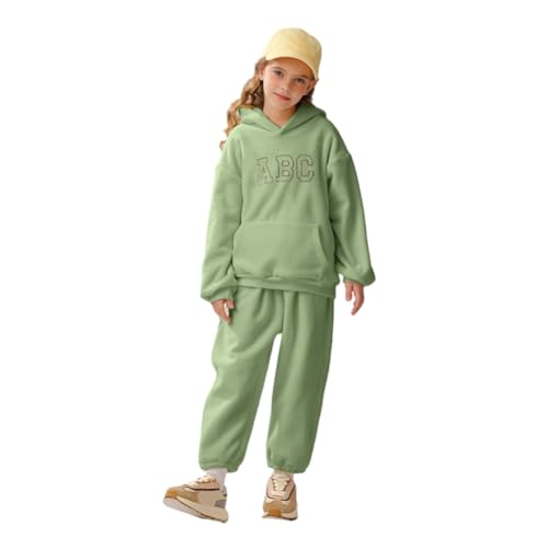 WISREMT Kinder Gebürstetes Fleece Trainingsanzug Buchstabendruck Kapuzen-Sweatshirt Top und Jogginghose Jogginghose 2-teiliger Jogginganzug Kleinkind Baby Junge Mädchen Hosen Sets 6M-9Y von WISREMT